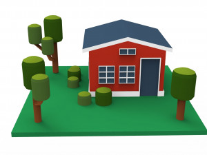 Cartoon House 3D Buildings 3D Модель