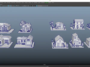 Edif&iacute;cios 3D de casas de desenhos animados Modelo 3D