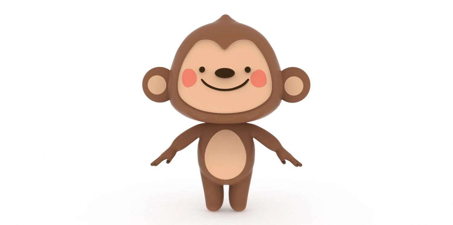 Cartoon Monkey Rigged 3D Model .c4d .max .obj .3ds .fbx .stl .blend
