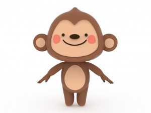 Cartoon Monkey Rigged Model 3D