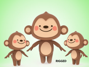 Cartoon Monkey Rigged Modelo 3D