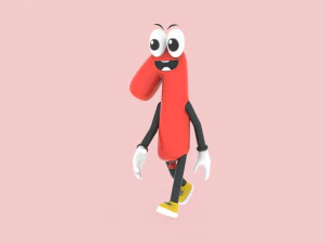 Number One 1 Cartoon Animated 3D Model