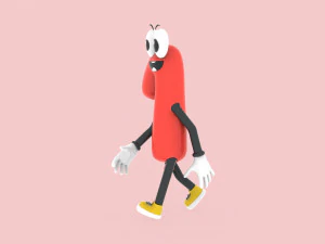 Number One 1 Cartoon Animated 3D Model