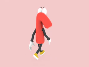 Number One 1 Cartoon Animated 3D Model