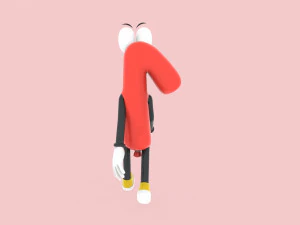 Number One 1 Cartoon Animated 3D Model