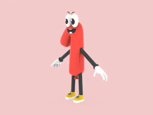 Number One 1 Cartoon Animated 3D Model