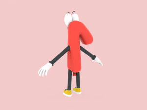 Number One 1 Cartoon Animated 3D Model