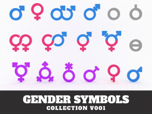 Gender symbols collection v001 3D Model