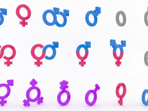 Gender symbols collection v001 3D Model