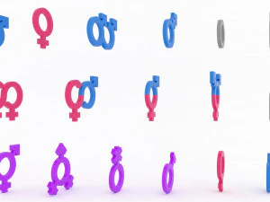Gender symbols collection v001 3D Model