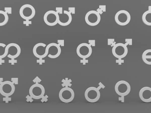Gender symbols collection v001 3D Model