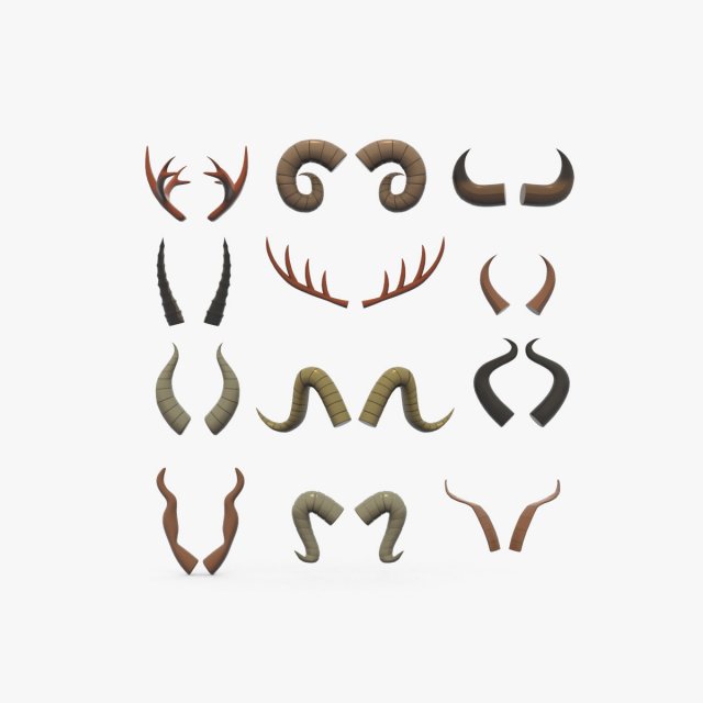 Horn Pack v001 3D Модель .c4d .max .obj .3ds .fbx .stl .blend 