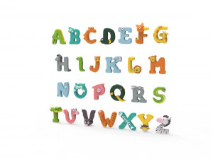 漫画の動物のアルファベット v005 3Dモデル