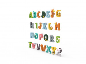 Cartoon Animal Alphabet v005 Modèle 3D