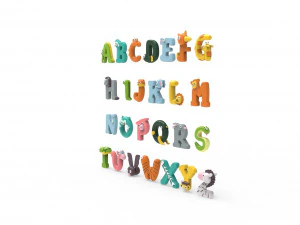 漫画の動物のアルファベット v005 3Dモデル