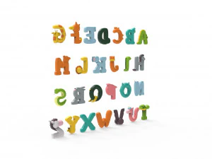 漫画の動物のアルファベット v005 3Dモデル