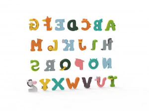 漫画の動物のアルファベット v005 3Dモデル