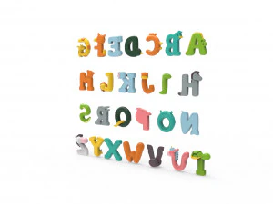 漫画の動物のアルファベット v005 3Dモデル