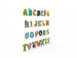 Cartoon Animal Alphabet v005 Modèle 3D