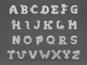 漫画の動物のアルファベット v005 3Dモデル