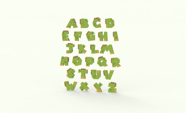 Alphabet Animal Dinosaur v001 Modelo 3D .c4d .max .obj .3ds .fbx .stl .blend 