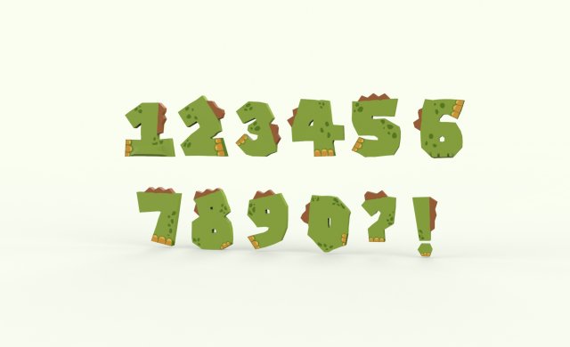 Numbers Animal Dinosaur v001 Modello 3D .c4d .max .obj .3ds .fbx .stl .blend 