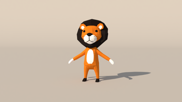 Character B094 Lion Cute 3D Модель .c4d .max .obj .3ds .fbx .stl .blend 