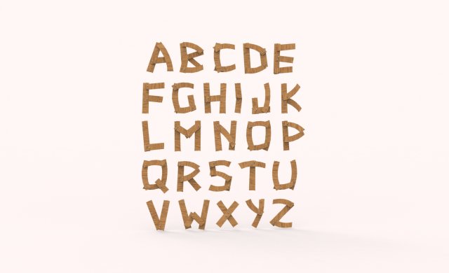 Wood alphabet v001 3D 模型 .c4d .max .obj .3ds .fbx .stl .blend 
