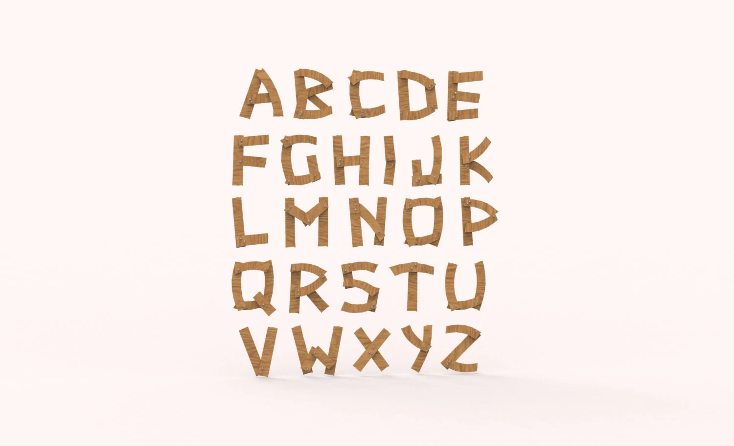 Wood alphabet v001 3D Model .c4d .max .obj .3ds .fbx .stl .blend 