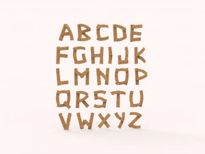 Alfabeto in legno v001 Modello 3D
