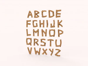 Wood alphabet v001 3D Model