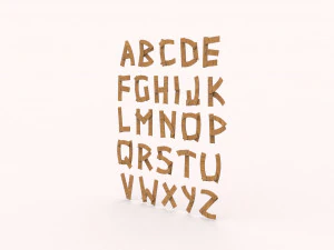 Wood alphabet v001 3D Model