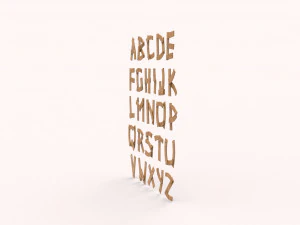 Wood alphabet v001 3D Model