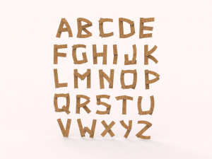 Wood alphabet v001 3D 模型