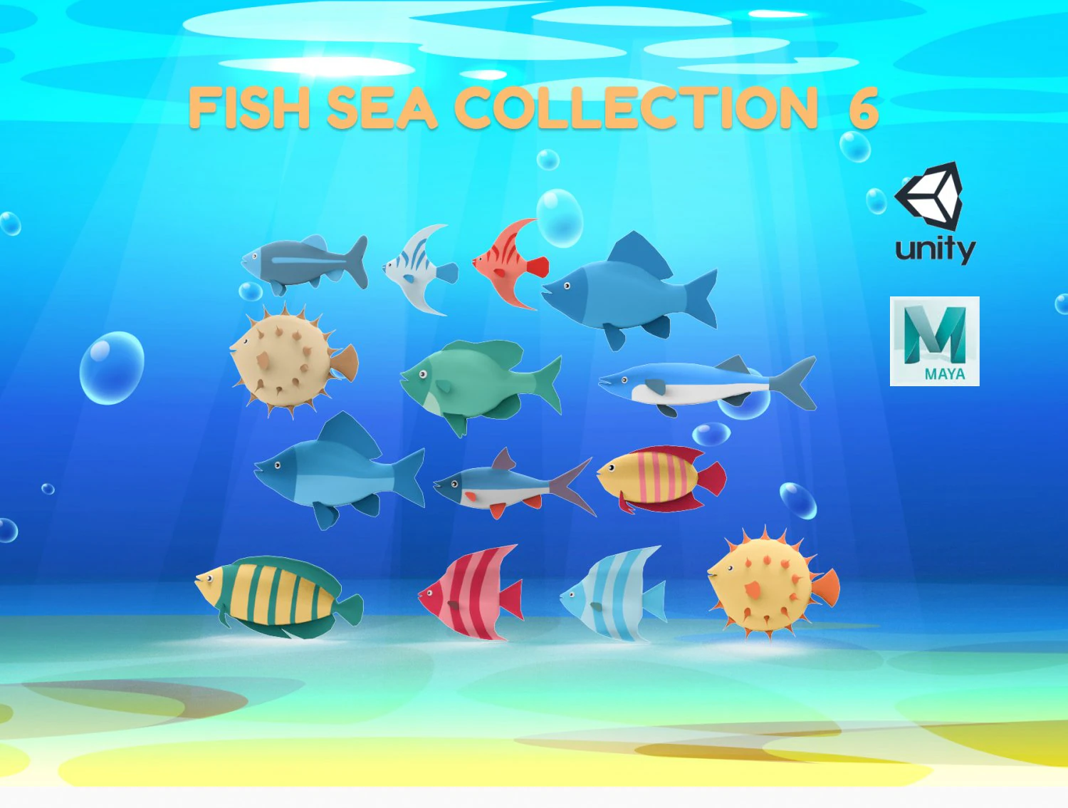 Fish Sea Collection 6 low poly 3D Model .c4d .max .obj .3ds .fbx .stl .blend 