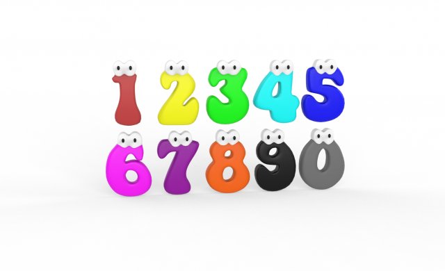 Cartoon Number v005 Model 3D .c4d .max .obj .3ds .fbx .stl .blend 