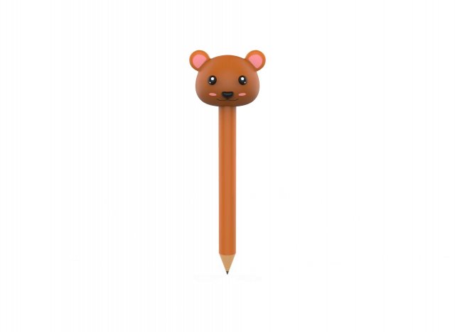 Pencil bear school supplies v001 3D Model .c4d .max .obj .3ds .fbx .stl .blend
