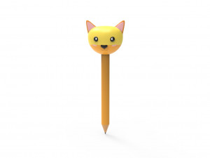 Pencil cat school supplies v001 Modello 3D