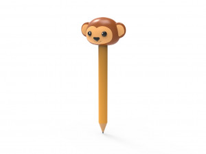 Pencil monkey school supplies v001 3D 모델