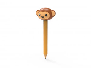 Pencil monkey school supplies v001 3D Model