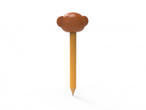 Pencil monkey school supplies v001 3D 모델