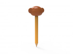 Pencil monkey school supplies v001 3D Model