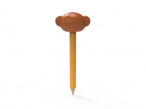 Pencil monkey school supplies v001 3D 모델