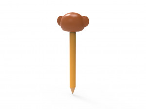 Pencil monkey school supplies v001 3D 모델