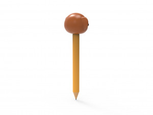 Pencil monkey school supplies v001 3D 모델