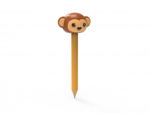 Pencil monkey school supplies v001 3D 모델