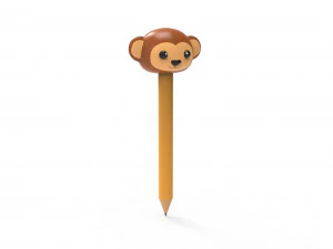 Pencil monkey school supplies v001 3D Model