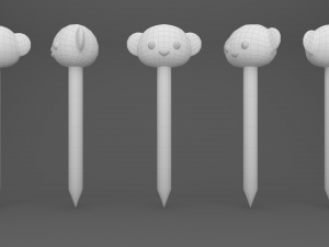 Pencil monkey school supplies v001 3D 모델