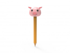Pencil pig school supplies v001 3D Model