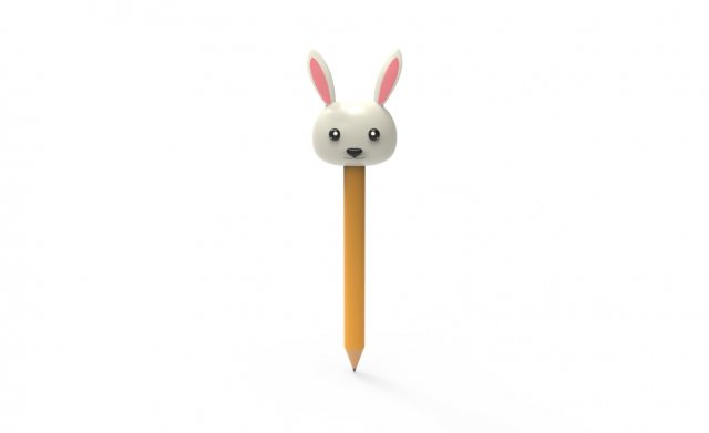 Pencil rabbit school supplies v001 3D Model .c4d .max .obj .3ds .fbx .stl .blend 
